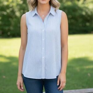 Workshop Republic Clothing Blue Striped Sleeveless Top